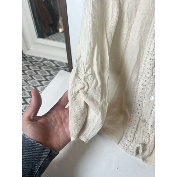 Notations White Cream Embroidered Cottagecore Bohemian Peasant Blouse Top S Q - Picture 7 of 8